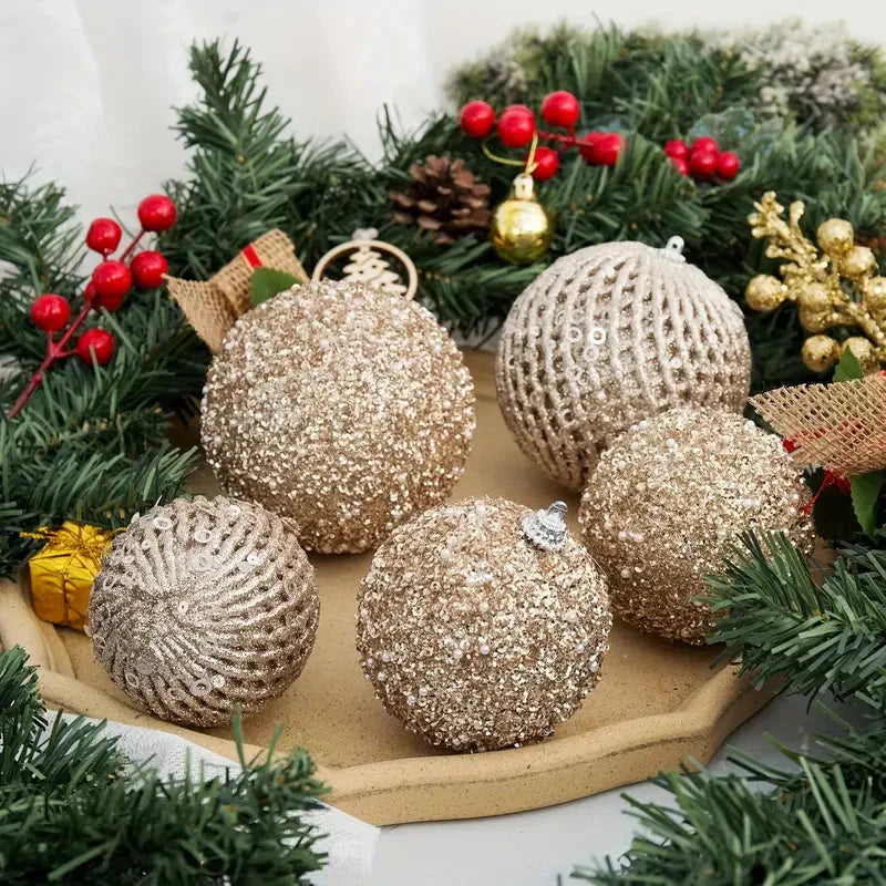 12-Piece Set:  Large Sparkling Glittering Sequins Foam Ball Ornaments