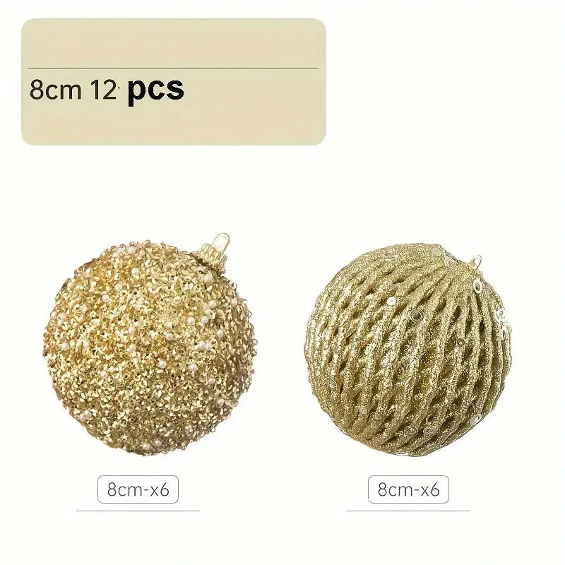 12-Piece Set:  Large Sparkling Glittering Sequins Foam Ball Ornaments