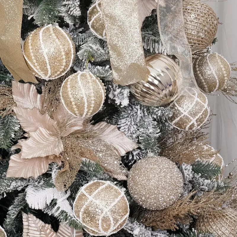 12-Piece Set:  Large Sparkling Glittering Sequins Foam Ball Ornaments