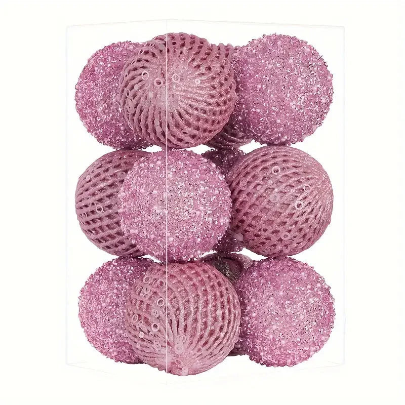 12-Piece Set:  Large Sparkling Glittering Sequins Foam Ball Ornaments