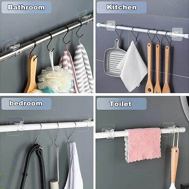 4-Piece: No Drill Curtain Rod Hook Holder