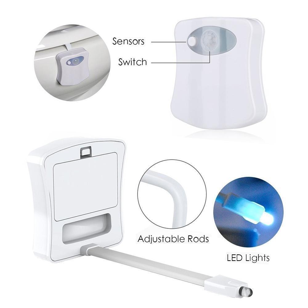 8-Color LED Sensor Motion-Activated Bathroom Toilet Light