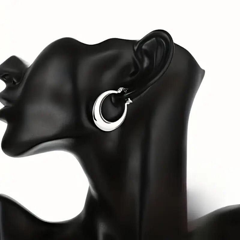 925 Silvery-Plated Hoop Earrings for Women
