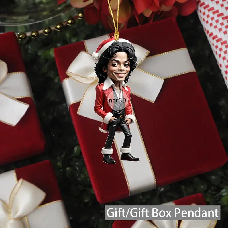 Acrylic Musician Caricature Ornament with Santa Hat