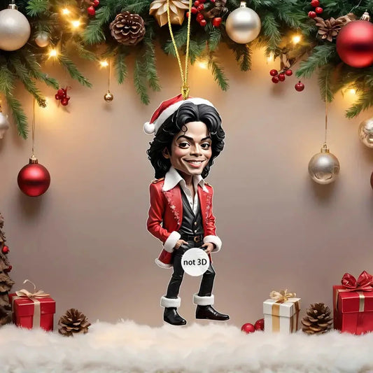 Acrylic Musician Caricature Ornament with Santa Hat