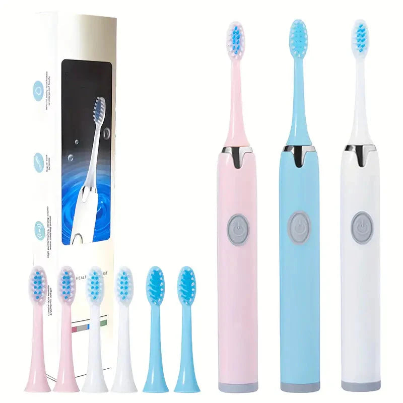 Battery Operated Toothbrush Kit with 6 Soft Bristles