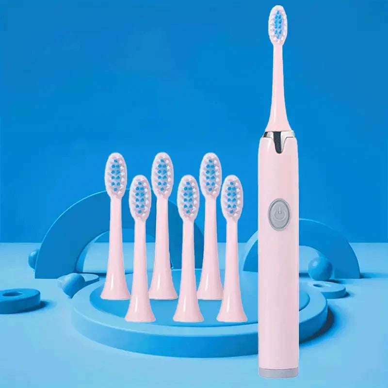 Battery Operated Toothbrush Kit with 6 Soft Bristles