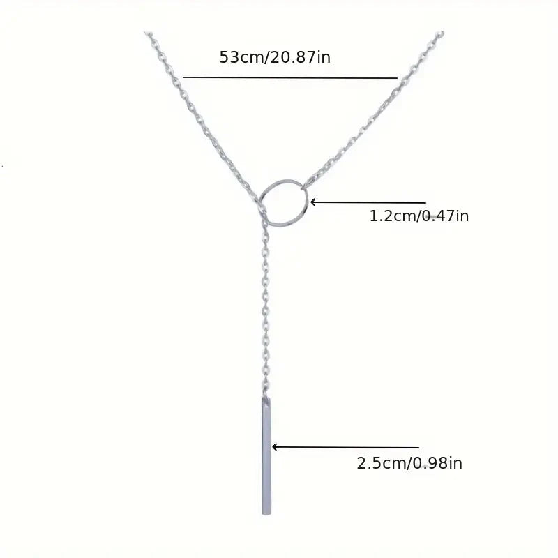 Chic Ethnic-Inspired Alloy Circle & Rod Pendant Necklace