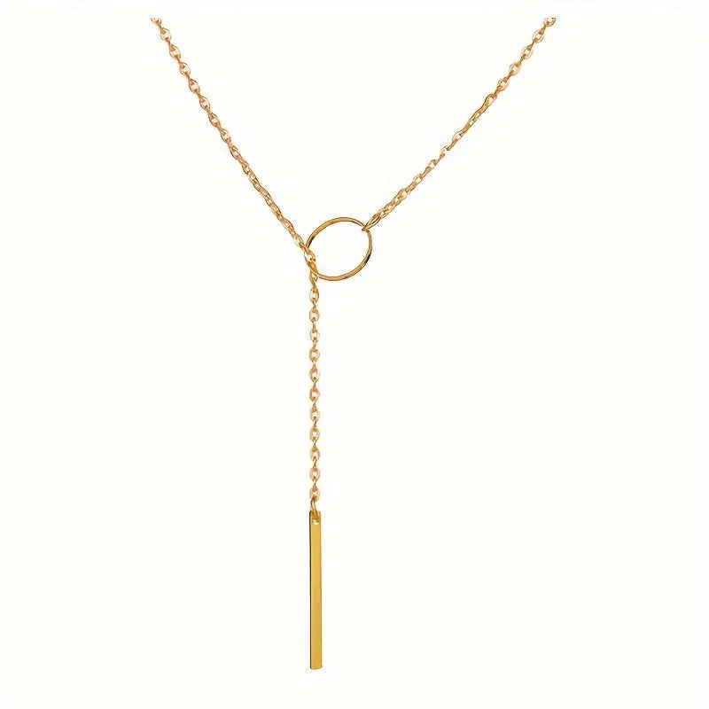 Chic Ethnic-Inspired Alloy Circle & Rod Pendant Necklace