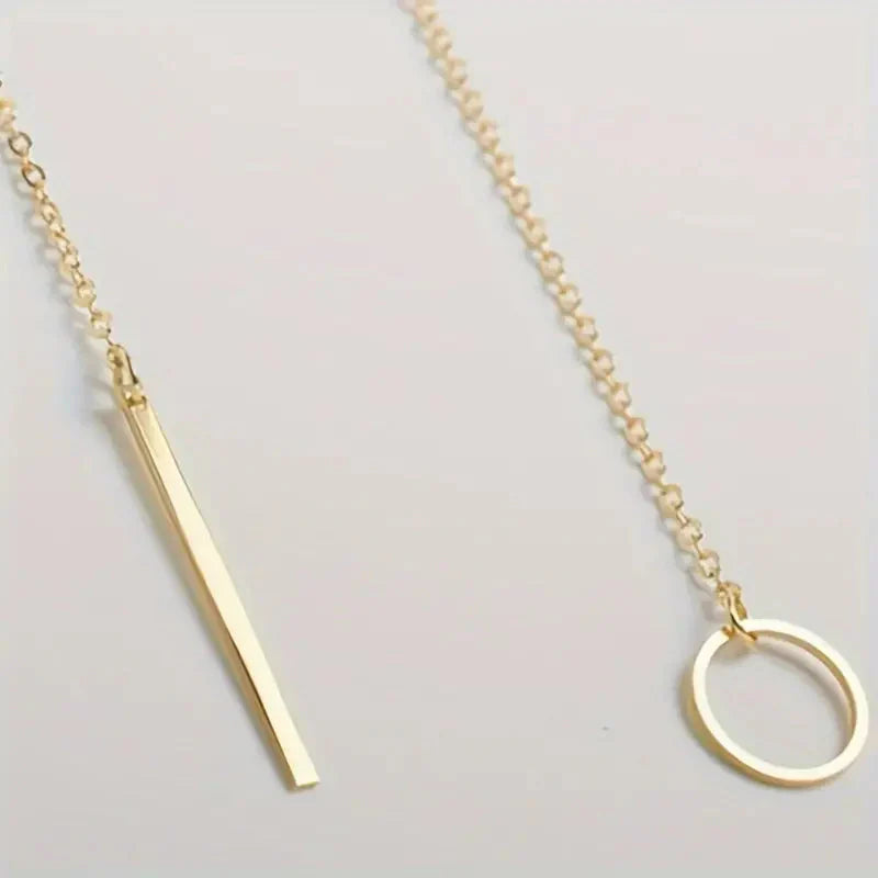 Chic Ethnic-Inspired Alloy Circle & Rod Pendant Necklace
