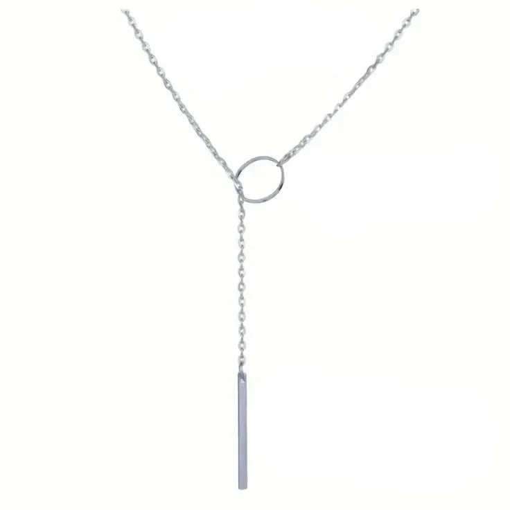 Chic Ethnic-Inspired Alloy Circle & Rod Pendant Necklace