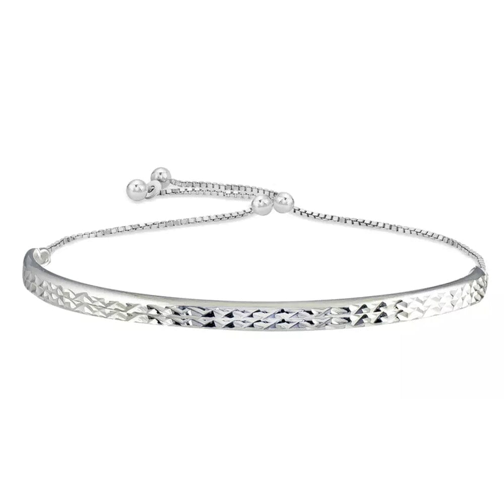 Italian Solid Sterling Silver Adjustable Bangle Bracelet