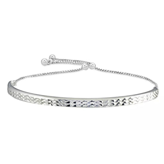 Italian Solid Sterling Silver Adjustable Bangle Bracelet