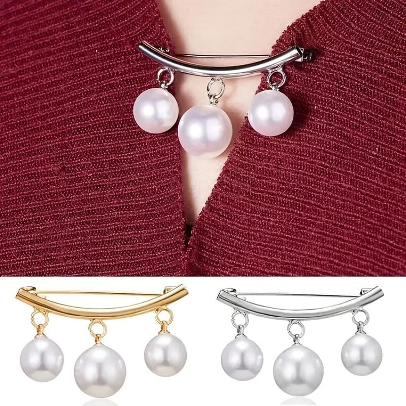 Pearl Fixed Collar Clip Charm Safety Pin