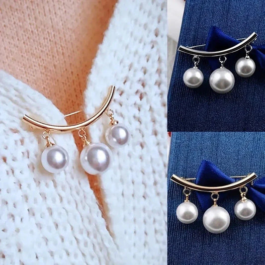 Pearl Fixed Collar Clip Charm Safety Pin