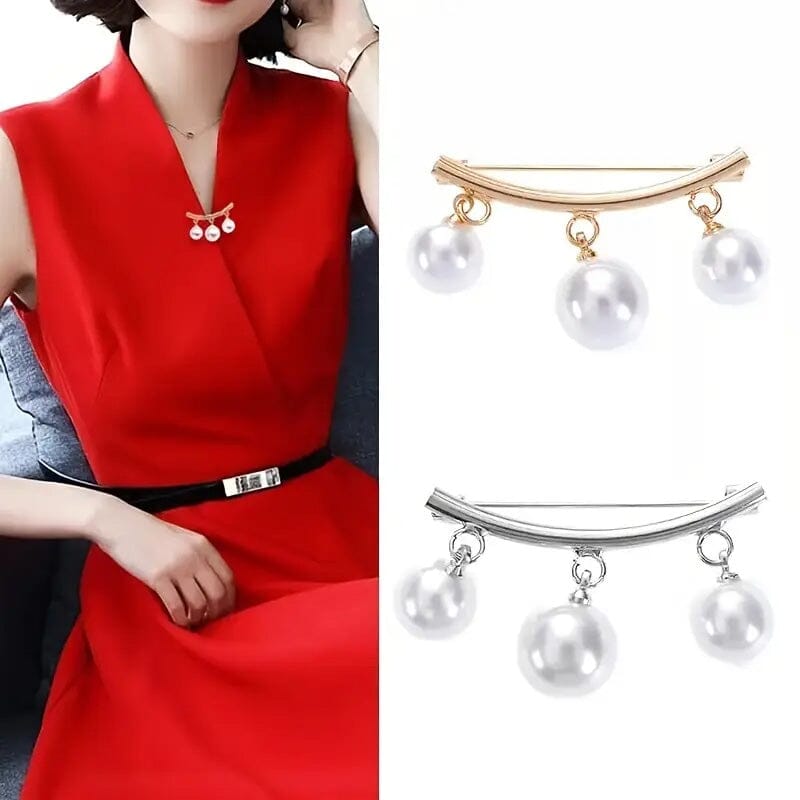 Pearl Fixed Collar Clip Charm Safety Pin