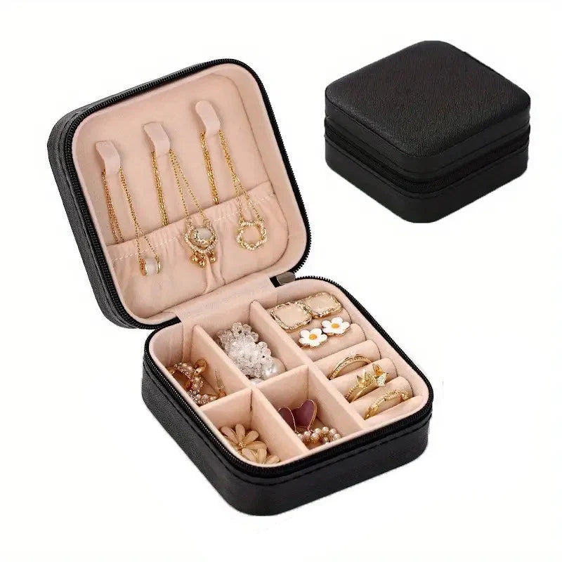 Travel-Friendly Jewelry Organizer - PU Leather Compact Jewelry Box
