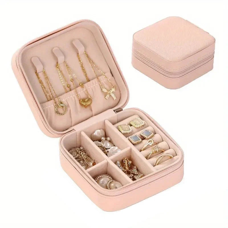 Travel-Friendly Jewelry Organizer - PU Leather Compact Jewelry Box