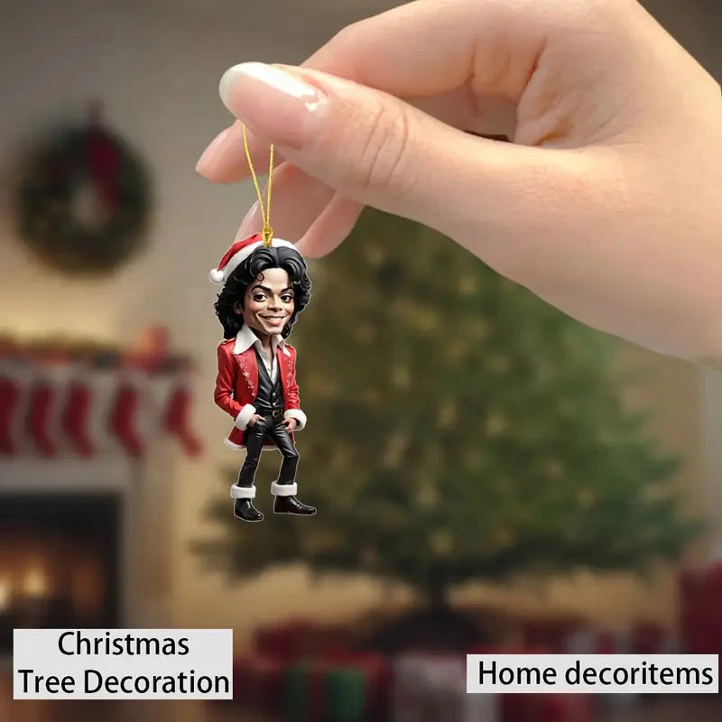 Acrylic Musician Caricature Ornament with Santa Hat