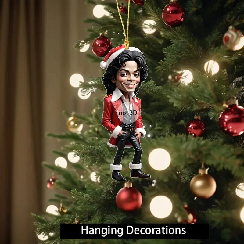 Acrylic Musician Caricature Ornament with Santa Hat